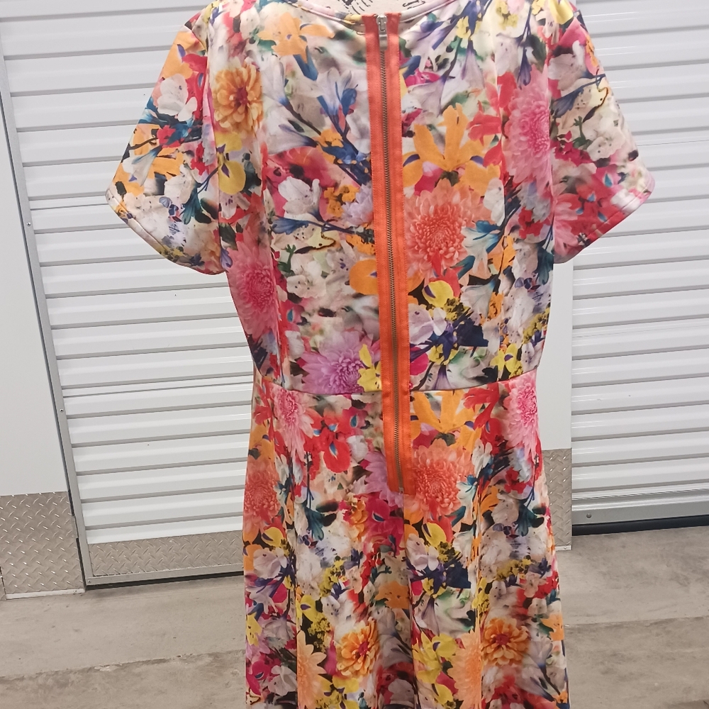 3/$20 💰 Modamix Womens Midi Dress Flutter Sleeve Summer Colorful Bright 18W - Picture 4 of 5